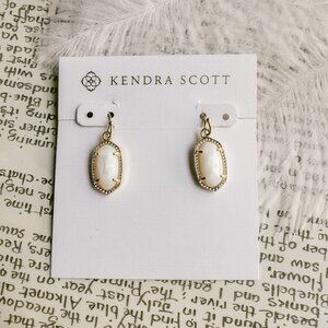 Kendra Scott Lee Ivory Pearl Gold Drop Earrings